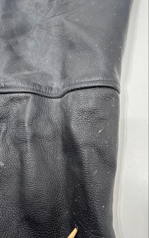 Black Leather Motorcycle Biker Chaps Zippered Pockets Eagle Snaps Size 3X