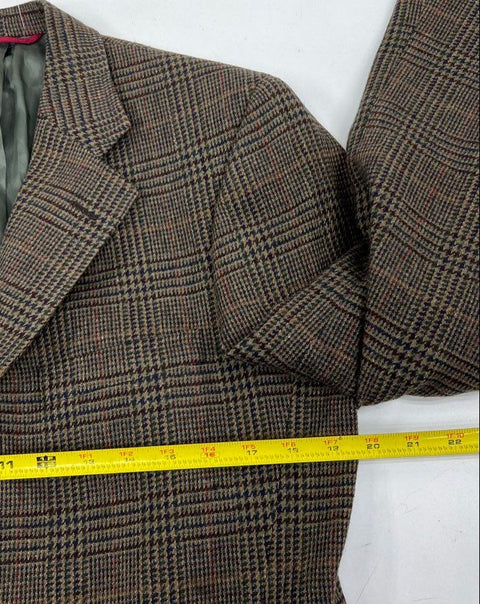 Vintage 80s Jos. A. Bank Mens Brown Glen Plaid Wool Blazer 42L ACTWU Union