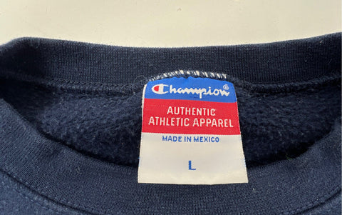 Vintage 90s Champion Kansas Crewneck Sweatshirt Navy Blue Made in Mexico Sz L