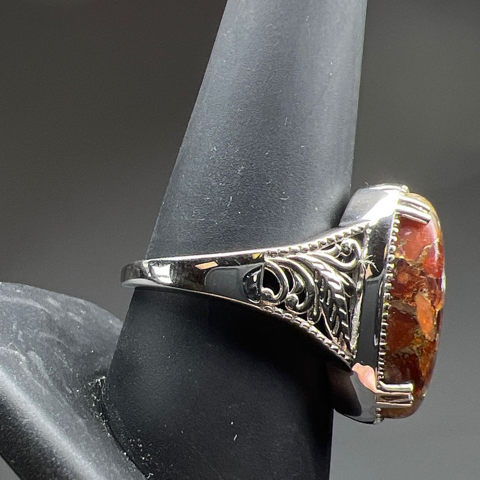 Fire Opal Matrix Copper Ring Size 9 NIB