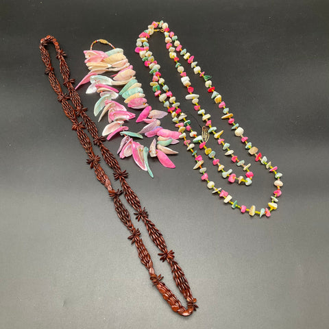 Vintage Shell Mother of Pearl Cowrie Japan Boho Jewelry Lot of 7 Necklaces
