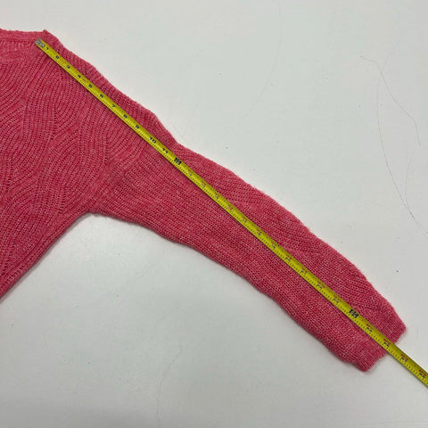 NWT Anthropologie Pink Rose Cable Knit Crewneck Sweater Women's Size S