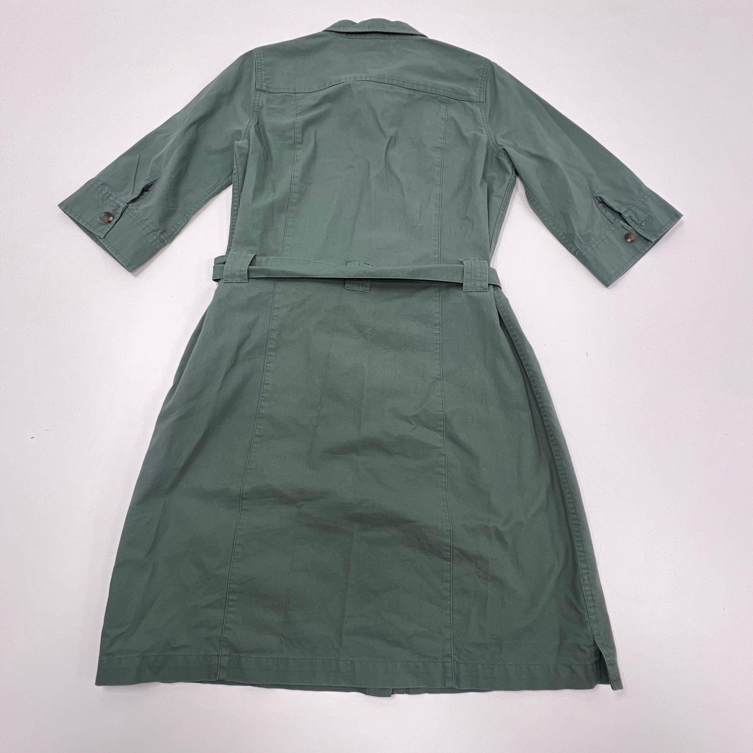 Cabela's Green Utility Button Up Dress 1/2 Sleeve Women's Size 10Reg 100% Cotton