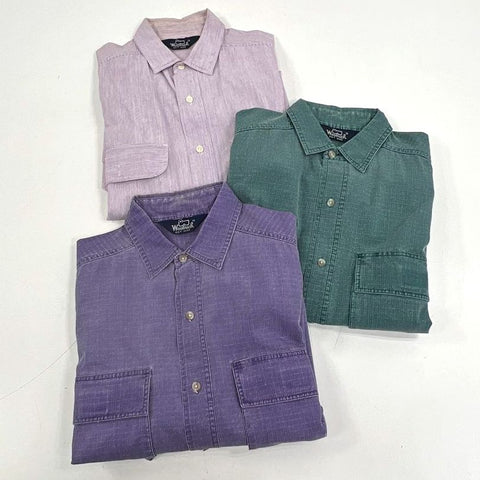 Vintage 90s Woolrich Lot of 3 Cotton Short Sleeve Button Up Shirts Men's