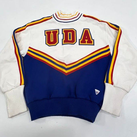 Vintage 80s Varsity UDA Cheerleader Knit Sweater Made in USA Sz 36