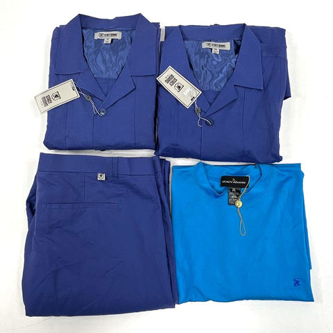 Stacy Adams Blue NWT Lot of 3 Linen Blend Shirt Set & T-Shirt Men's 3XL 42x34