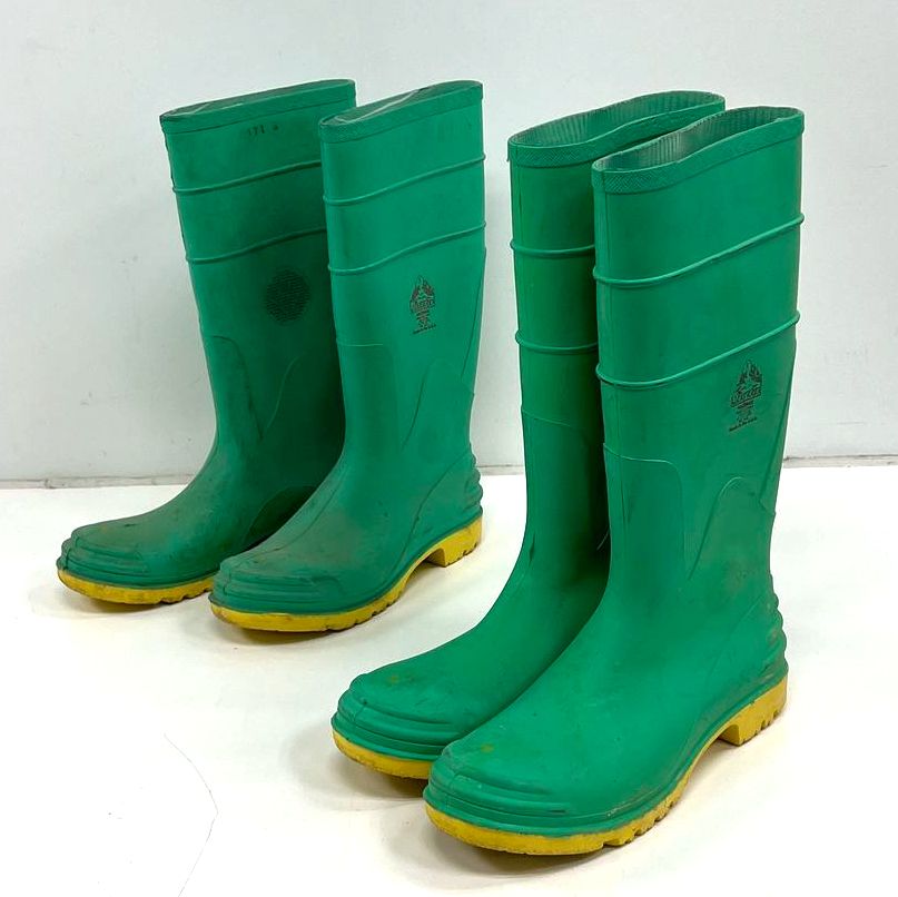 Vintage Bata Hazmax Green Hazmat Work Boots Lot 2 Pair Sz 11 & 15 Made in USA