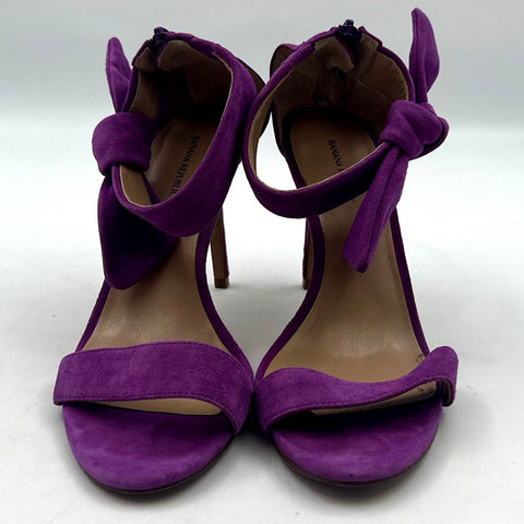 Banana Republic Purple Suede Bow Ankle Strap Stiletto Heels Size 9