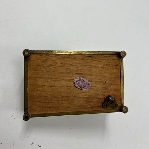 Vintage Swiss Music Box Brass Filigree Desk Caddy Inkwell Letter Holder