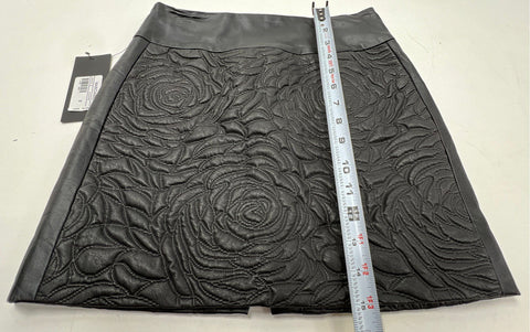 Marciano Women's Jet Black Quilted Rose Floral Texture Mini Skirt Sz 0 NWT