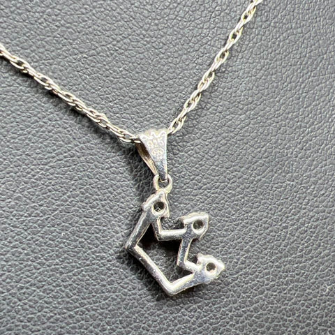 925 Sterling Silver Crown Gemstone Pendant Necklace 2.67g