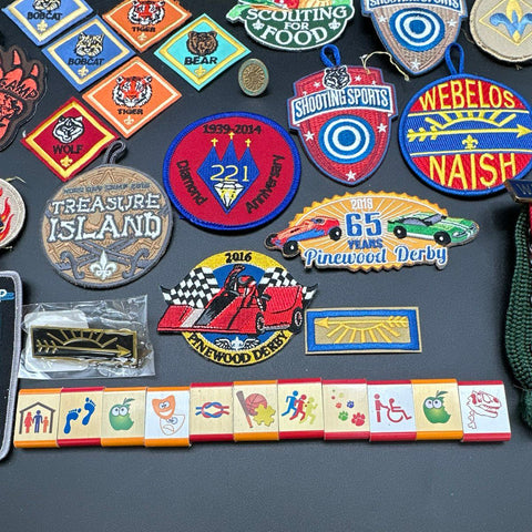 BSA Boy Scouts Memorabilia Lot Approx 60 Pcs Patches Adventure Loops Pins 2010s