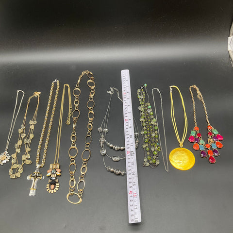 Modern Statement Fashion Jewelry Lot of 10 Necklaces Gold Silver Tone Mixed