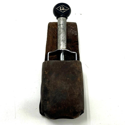 Vintage Gi Metal Rotary Numbering Machine Date Stamp with Leather Holster