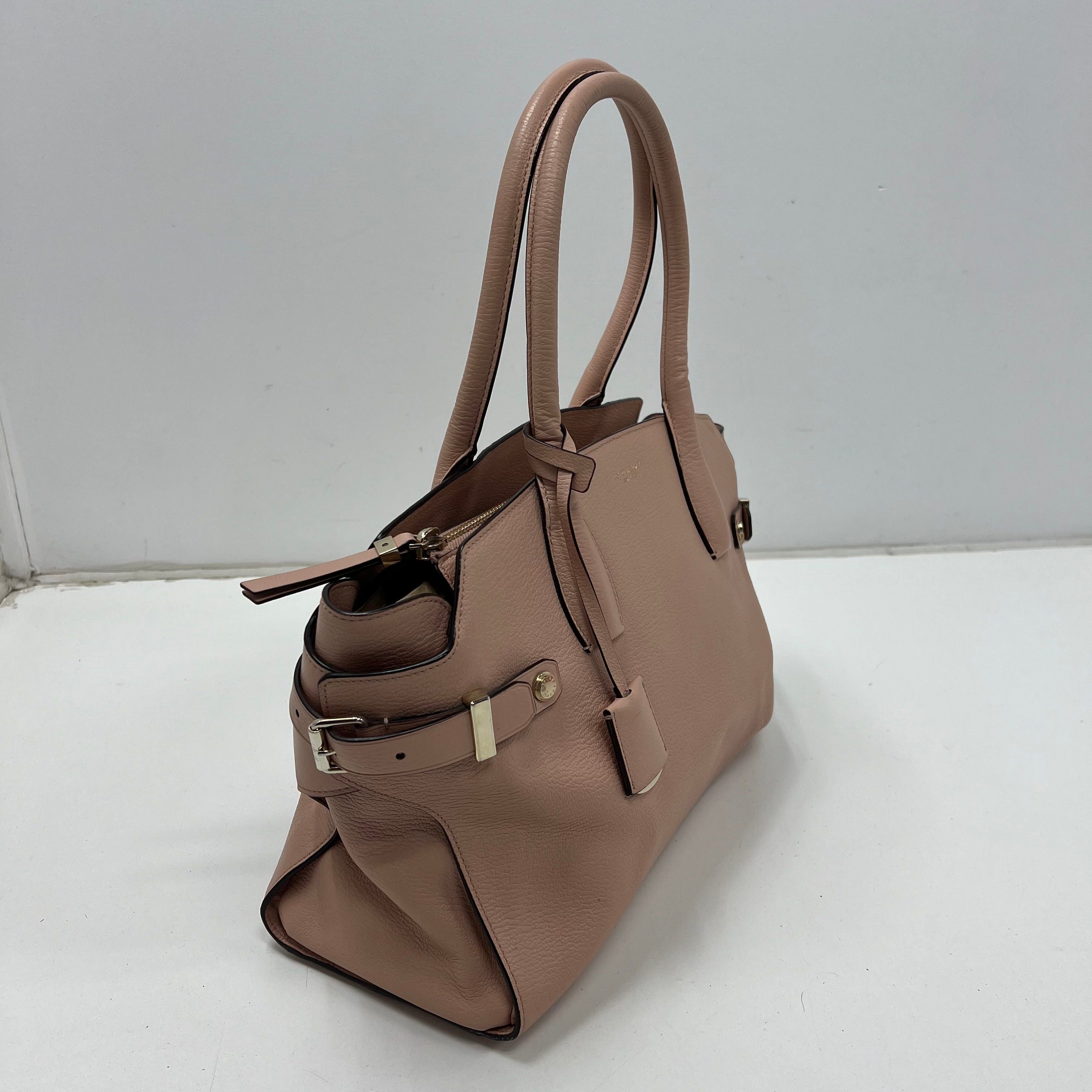 Henri Bendel Pebbled Leather West 57th Satchel Tote Bag Purse Blush Pink
