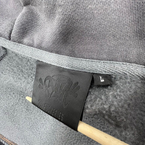 Syna World Men's Full Zip Hoodie Jacket Black Gray Embroidered Tech Style Sz L