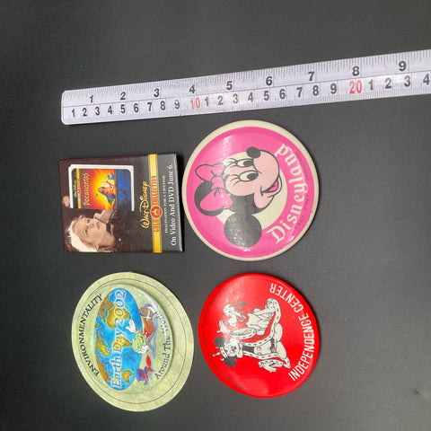 Disney Pinback Button Lot Vintage 1982-2002 Walt Disney Productions 4 Pieces