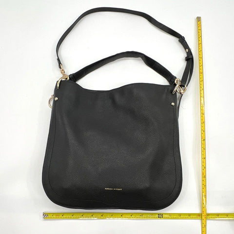 Rebecca Minkoff Black Pebbled Leather Hobo Shoulder Bag Gold Hardware