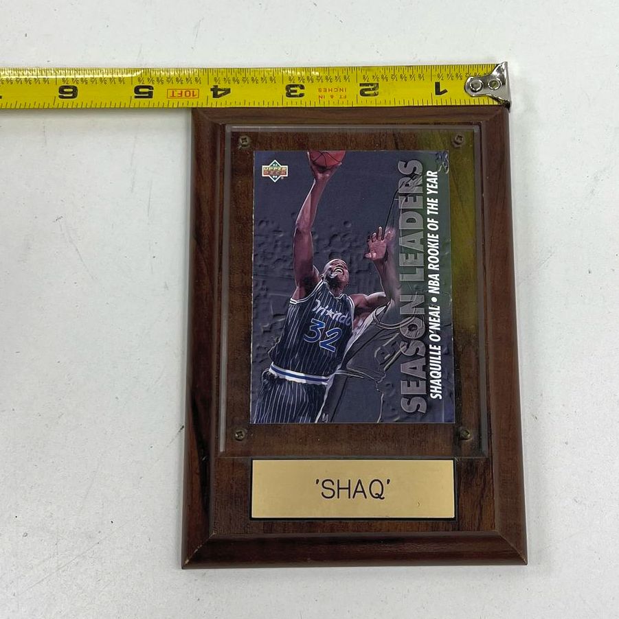 Collectible VTG Shaq Basketball Rookie Trading Card On Wall Plaque C1990s