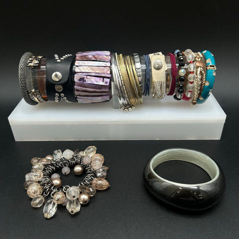 Vintage & Modern Costume Jewelry Lot of 13 Bracelets Leather Beaded Cuff Bangle