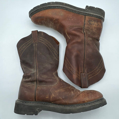 Gravel Gear NT1643 Brown Leather Western Pull-On Work Boots Men's Size 10M