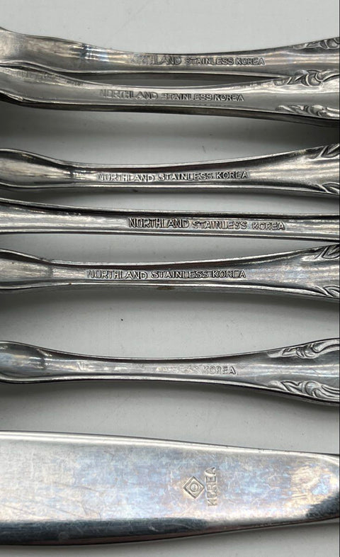 Northland Springtime Stainless Steel Flatware 48pc Set Floral Pattern Korea