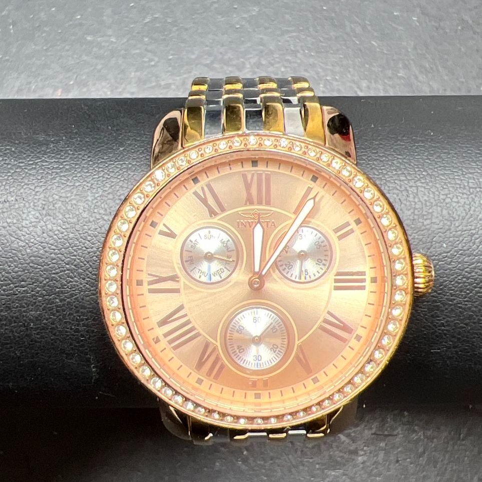 Invicta Angel 21413 Tritnite Gold& Silver Tone Band Watch New Battery