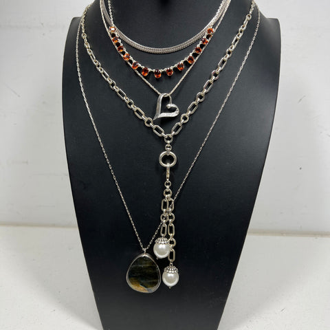 Silver Plate Necklaces Rings Earrings BraceletsJewelry Lot 499.72g