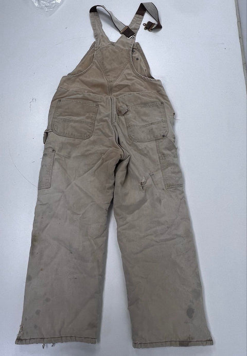 Vintage 90s Carhartt Quilt-Lined Double Knee Bib Overalls Distressed Sz 34x30