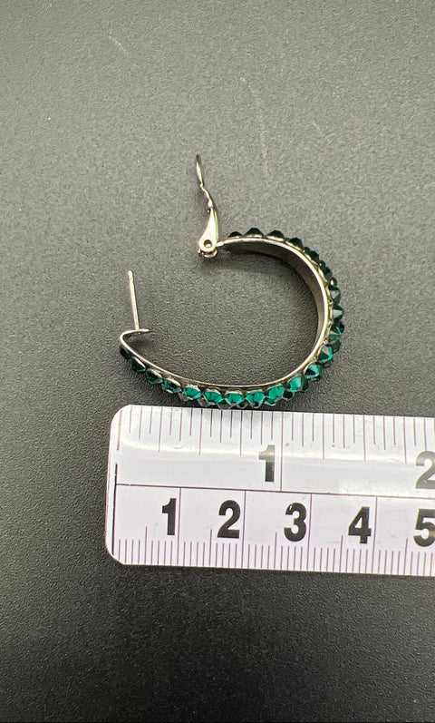 Jimmy Crystal New York Green Crystal Ring & Hoop Earrings Set NWT Size 9