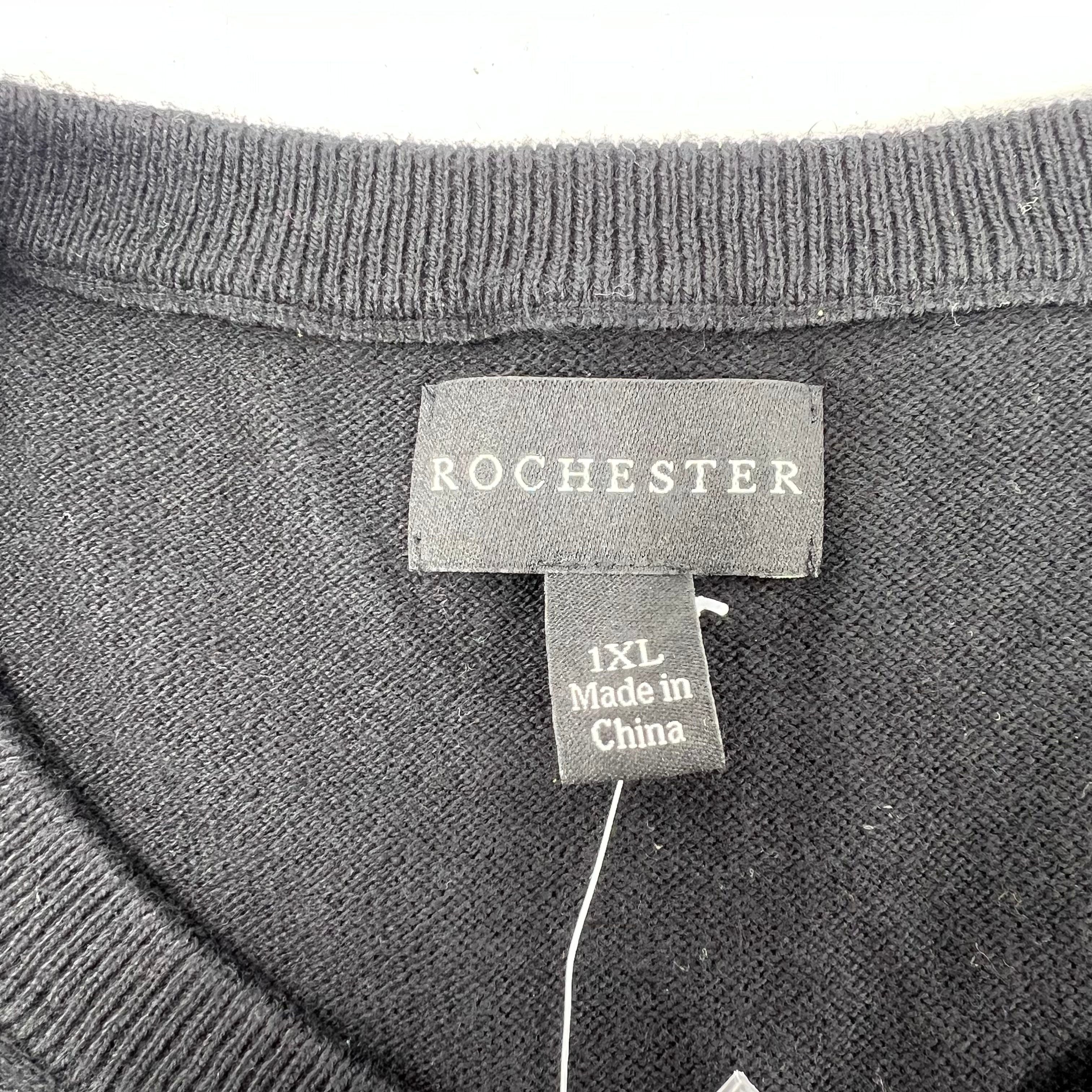 Rochester DXL NWT Black Cotton Cashmere V-Neck Pullover Sweater Men's 1XL