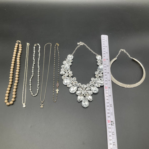 Fashion Jewelry Lot of 7 Necklaces Statement Crystal Rhinestone Bib Choker