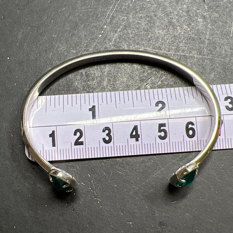 Kendra Scott Signed Silver Tone Teal Faceted Crystal Open Cuff Bracelet 19.87g