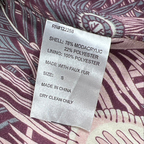 Illusion by Sherry Cassin Women's Cream Faux Fur Coat Belted Patterned Size S