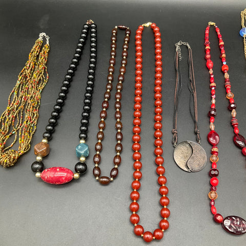 Vintage to Modern Beaded & Multi-Strand Costume Jewelry Necklace Lot of 8