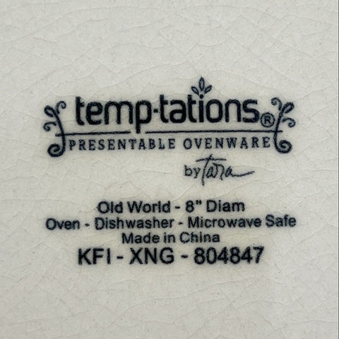 Temp-tations Old World Cranberry 8" Salad Dessert Plate Set 6 Ceramic Ovenware