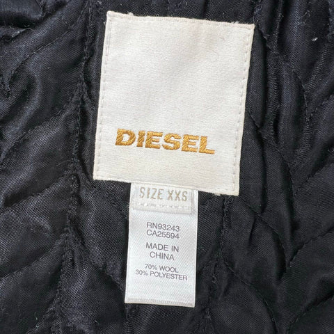 Diesel Women's Gray Houndstooth Wool Blend A-Line Trench Coat Quilted Lined XXS