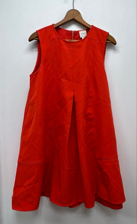 Maeve Women's Red A-Line Sleeveless Pleated Front Zip Back Pocket Dress Sz S