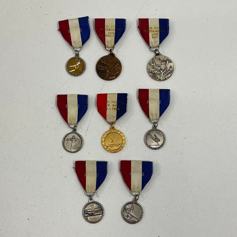 Vintage 1974-75 French Invitational Athletic Medal Lot of 9 Gymnastics Diving