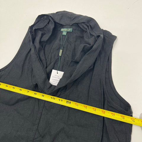 NWT For Cynthia Linen Blend Hooded Cowl Neck High Low Maxi Dress Sz L