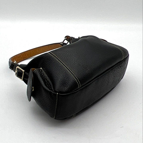 Dooney & Bourke Black Pebble Grain Leather Hobo Shoulder Bag Gold Hardware
