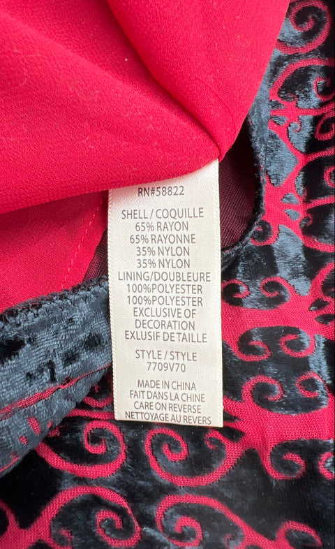 Max Studio Women's Red Black Burnout Velvet Scroll High Neck Halter Top Sz L NWT