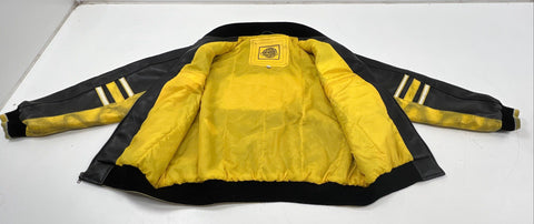 G-III Men's Iowa Hawkeyes Leather Varsity Bomber Jacket Black Yellow Sz 2XL
