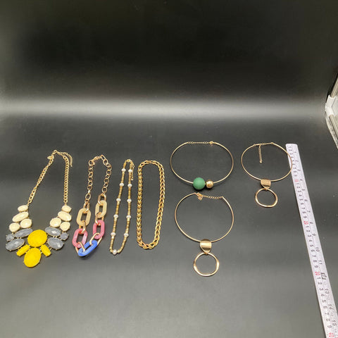 Fashion Costume Jewelry Lot 0.64 lbs Statement Necklaces Chokers 7 Pieces