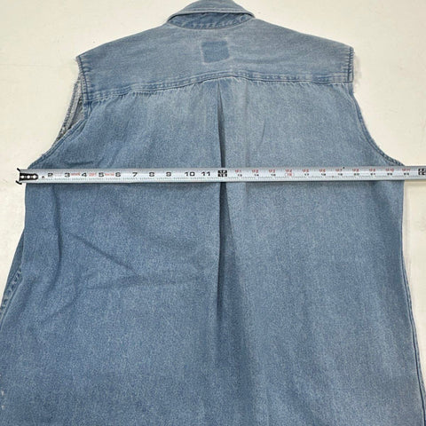 Vintage 90s Marlboro Denim Cutoff Vest Sleeveless Shirt Made in USA Sz L