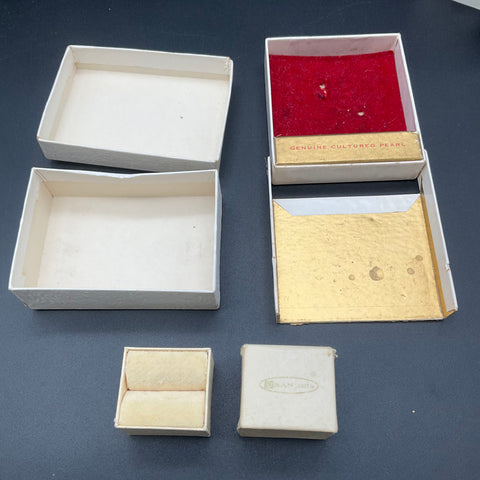 Vintage Jewelry Box Lot of 8 Ring Pendant Cases Leather Plastic Kreisler French