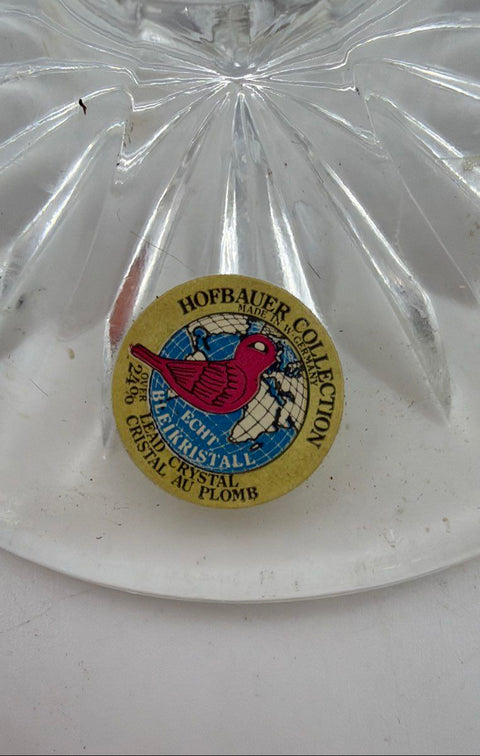 Hofbauer Byrdes Crystal Footed Fan Vase Bird West Germany Vintage 8 Inch