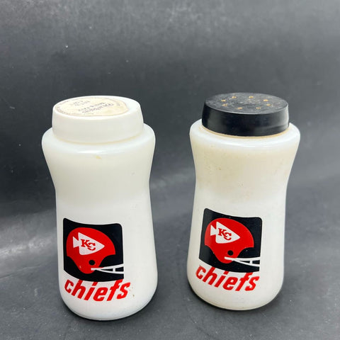 Vintage Durkee Kansas City Chiefs NFL Glass Salt & Pepper Shakers 1960s