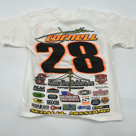 Lot of 2 Jonathan Cornell #28 Signed Racing T-Shirts Youth Sz L Sedalia MO