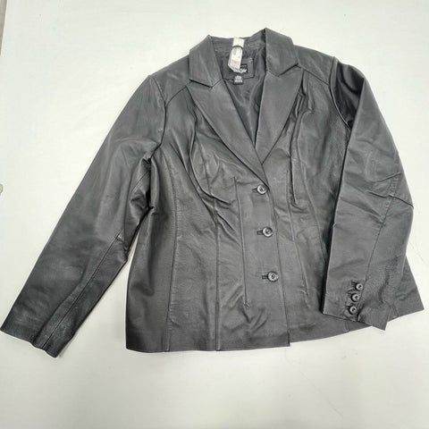 Vintage Y2K East 5th Women's Black Nappa Leather Blazer Jacket 2X NWT